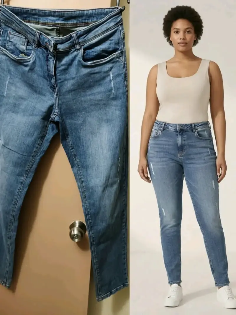 Jeans de mujer azul desgastado - 1