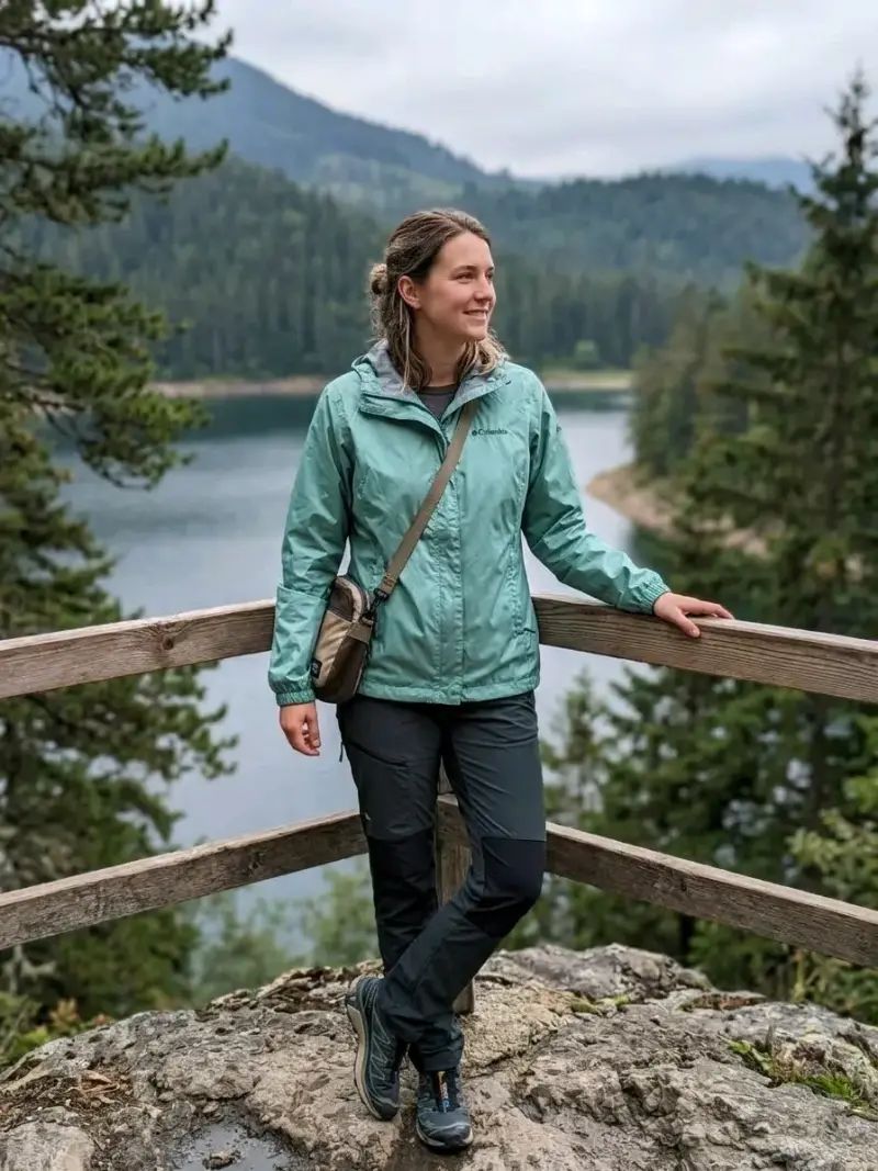 Chaqueta impermeable verde Columbia para mujer - 1