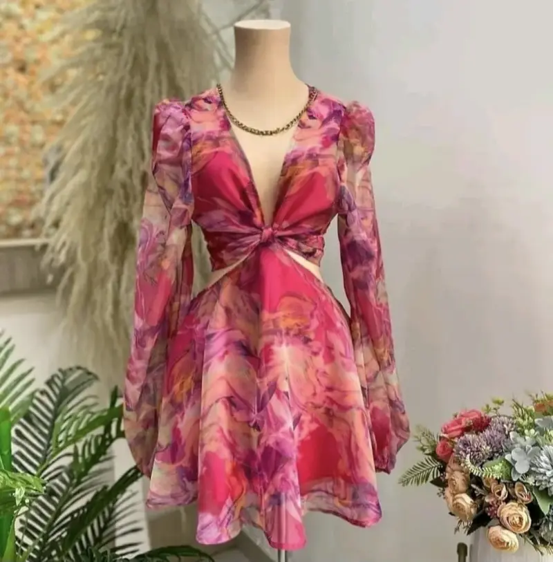 Vestido corto estampado floral Shein - 1
