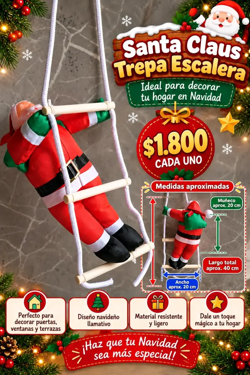 Decoración Navideña Santa Claus Trepador