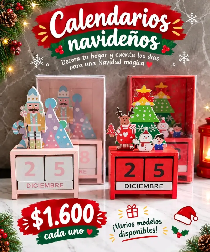 Calendario navideño decorativo con figuras