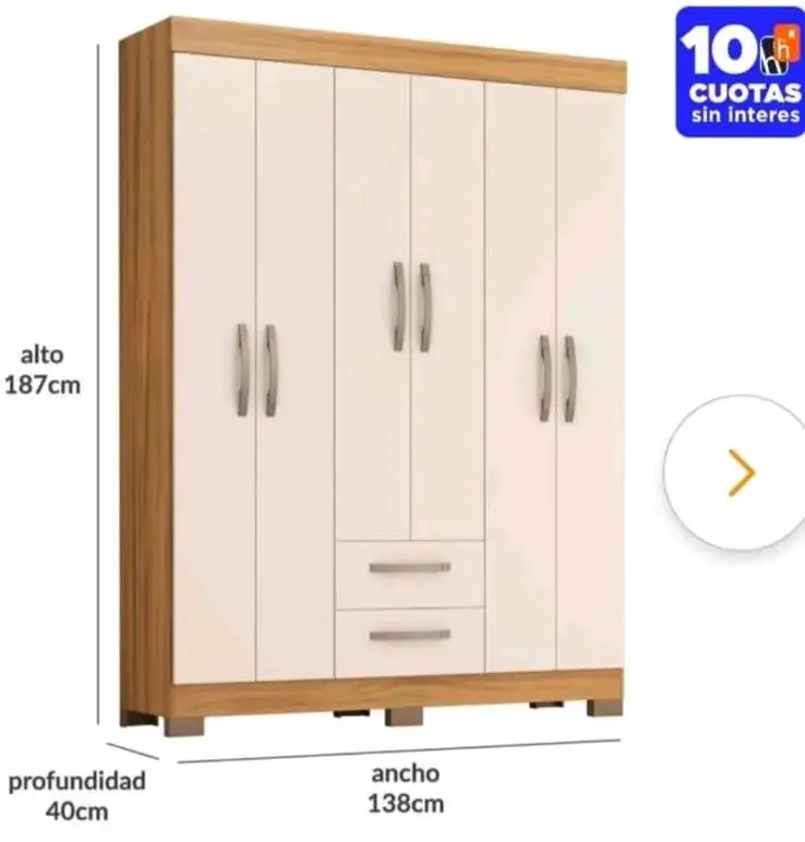 Closet de Madera Blanco con Puertas y Cajones - 4