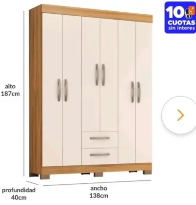 Closet de Madera Blanco con Puertas y Cajones - miniatura 4