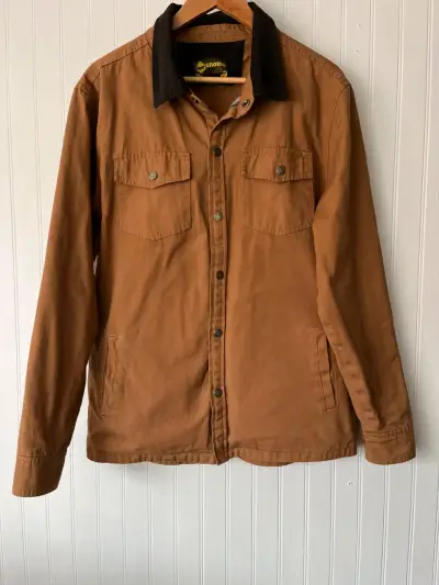 Chaqueta de algodón marrón con cuello de pana - miniatura 1