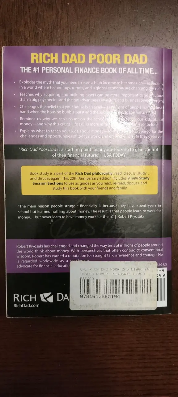 Libro Rich Dad Poor Dad Robert T. Kiyosaki Inglés - 2