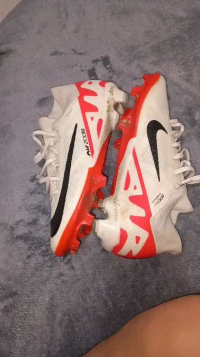 Botines de fútbol Nike Zoom blancos y rojos - miniatura 1