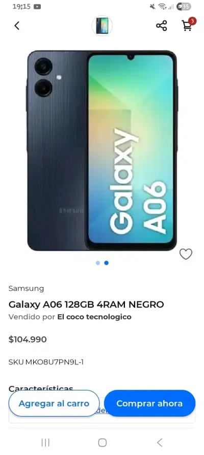 Samsung Galaxy A06 128GB 4RAM Negro - miniatura 3