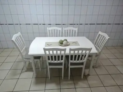 Juego de comedor blanco con 6 sillas - miniatura 2