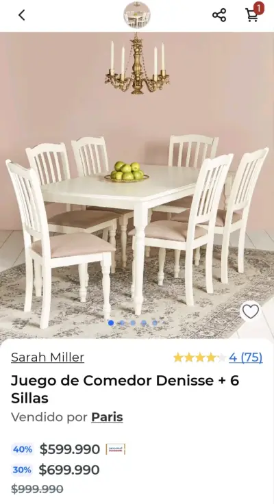 Juego de comedor blanco con 6 sillas - miniatura 4