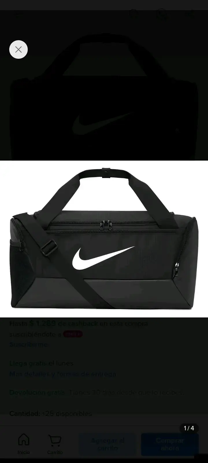 Bolso deportivo negro Nike con logo - 1