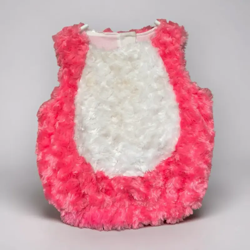 Chaleco de peluche rosa y blanco para niños - 1