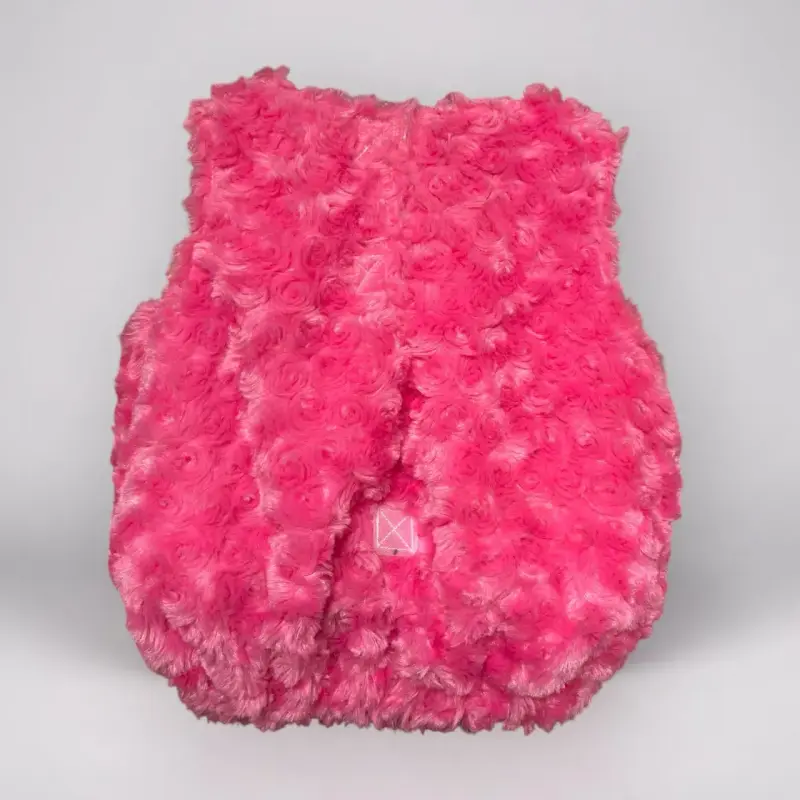 Chaleco de peluche rosa y blanco para niños - 2