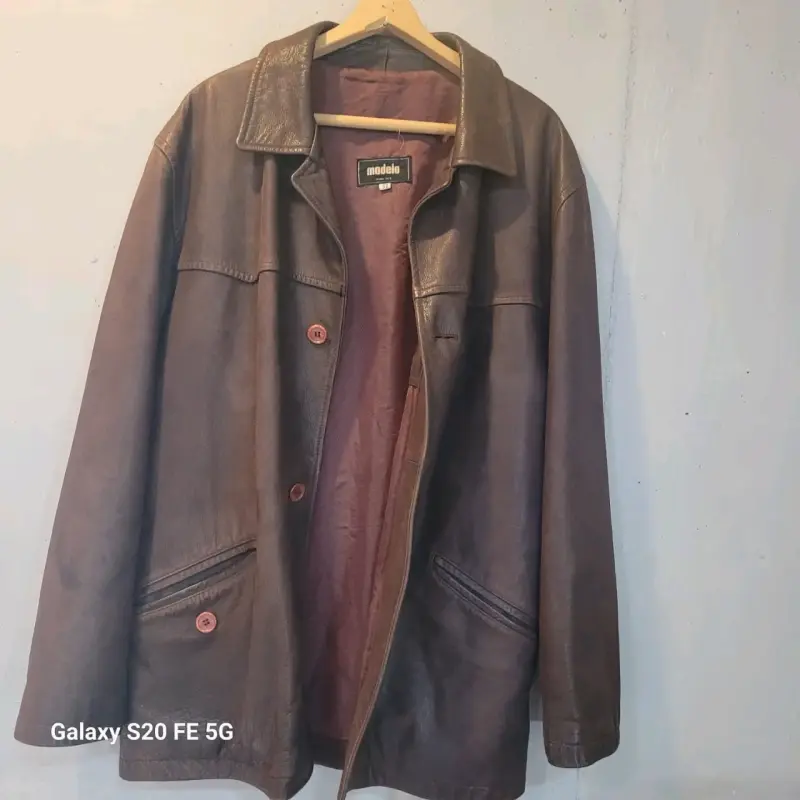 Chaqueta de cuero marrón para hombre - 1