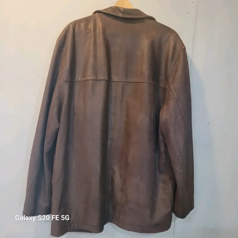 Chaqueta de cuero marrón para hombre - 2