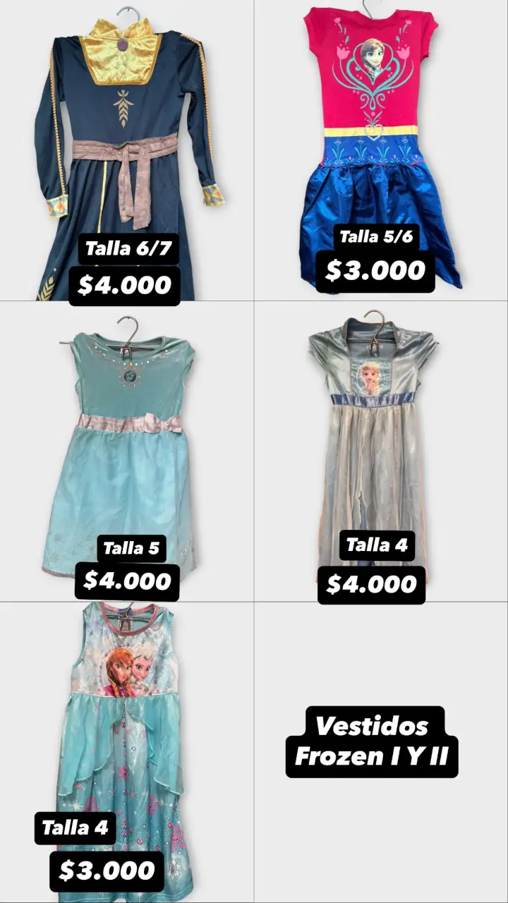 Vestido de Princesa Frozen para Niñas Talla 6/7