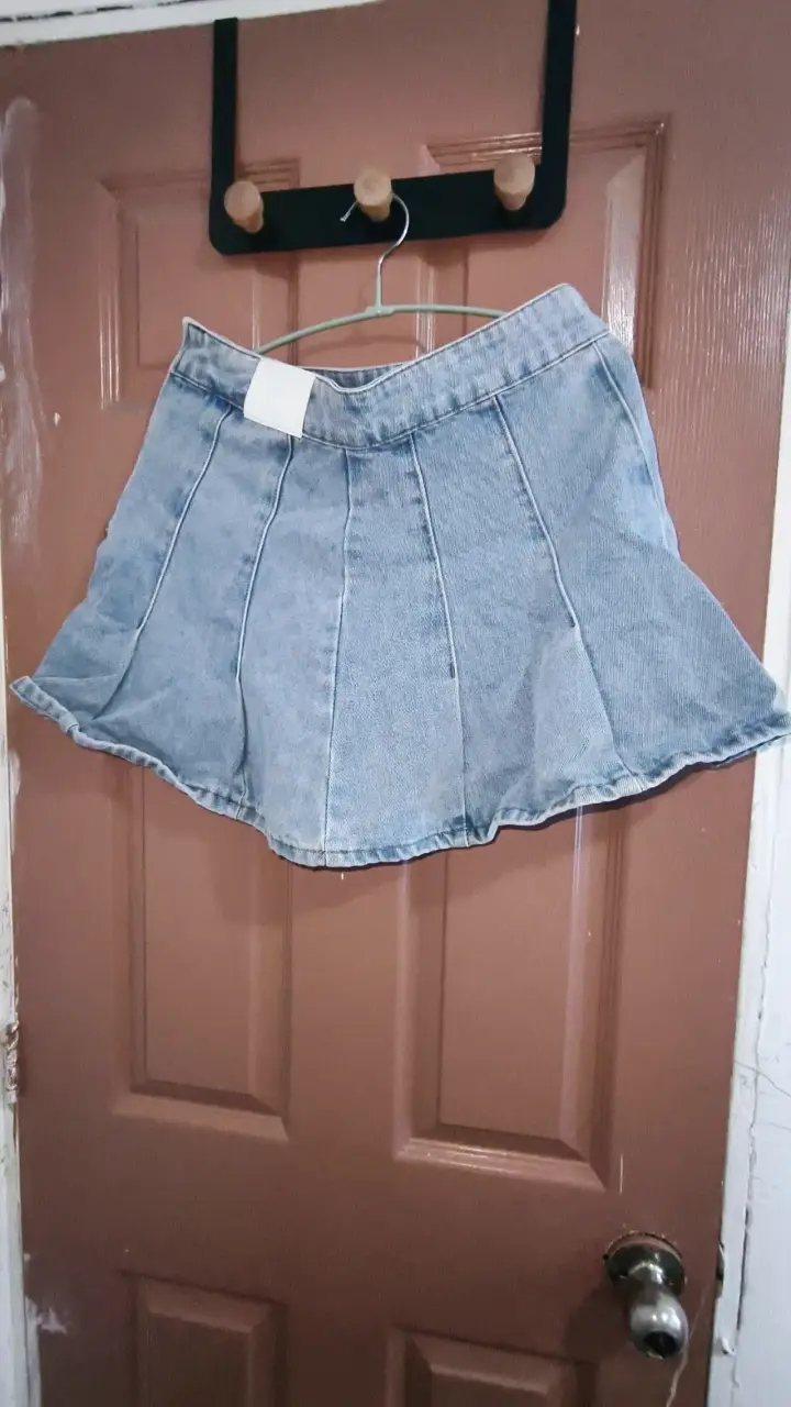 Falda de mezclilla azul claro para mujer - 2