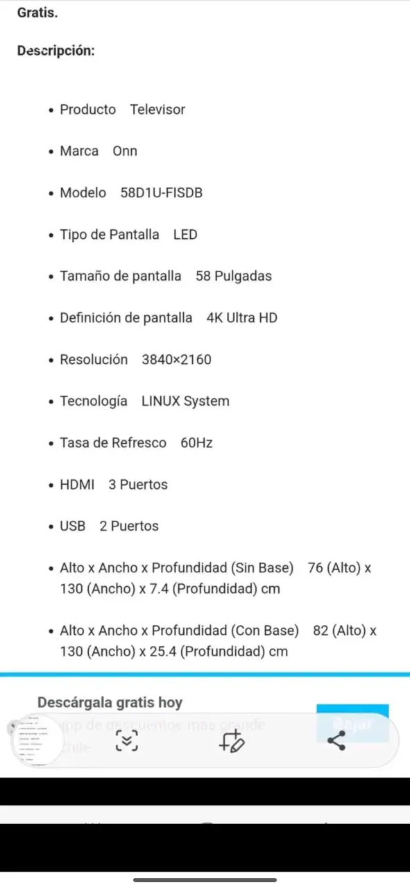 Televisor LED 58 pulgadas Onn 4K UHD - 3
