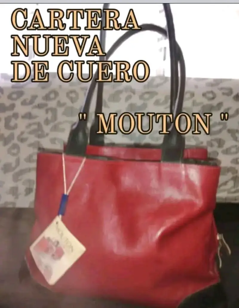 Cartera de cuero roja Mouton nueva