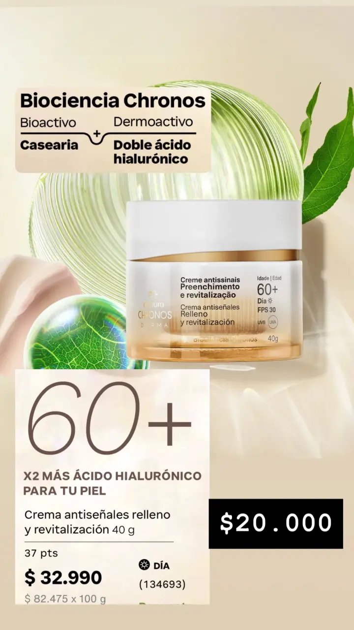 Crema Antiedad Natura Chronos 60+ FPS 30