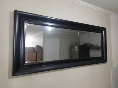 Espejo rectangular grande con marco negro - miniatura 1