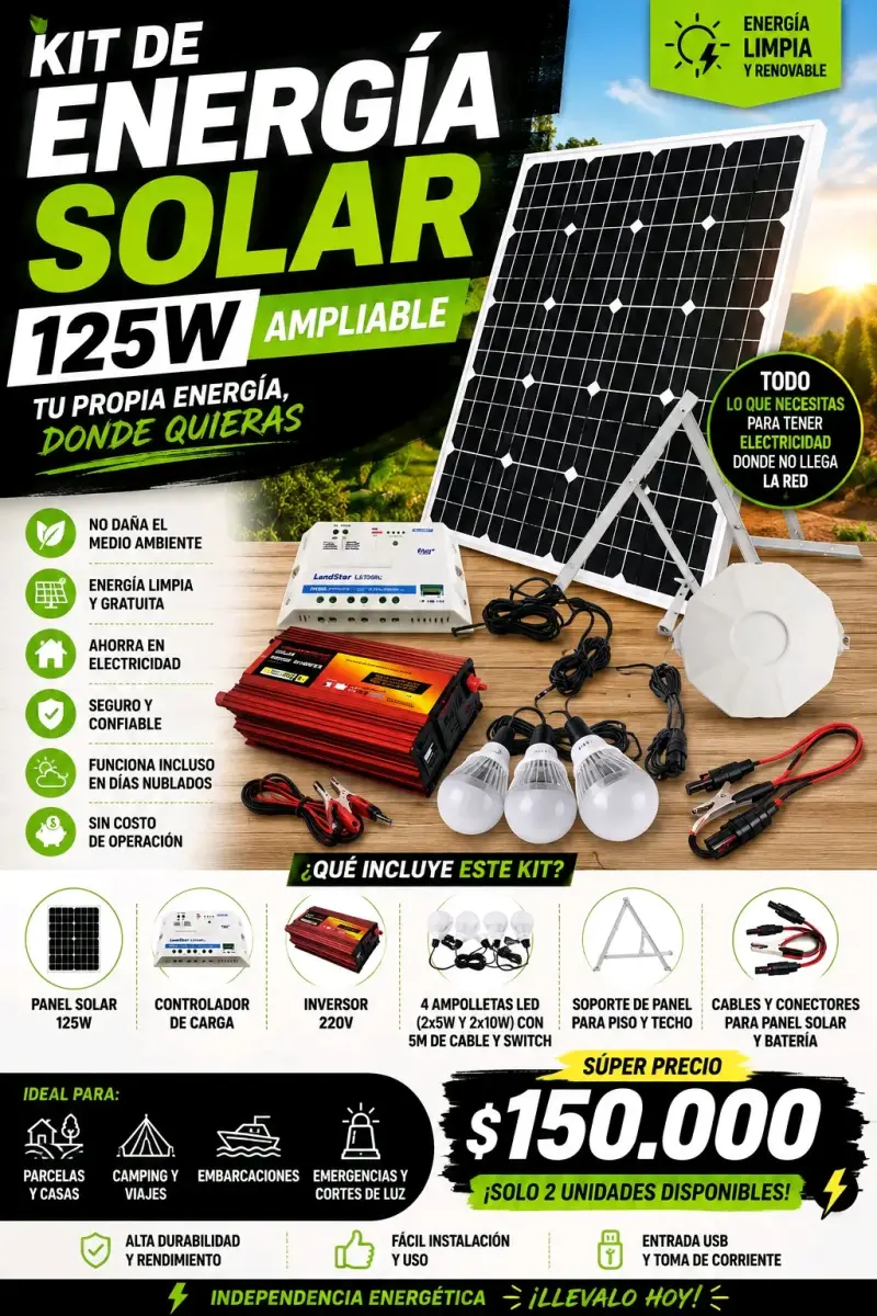Kit de Energía Solar 125W con Accesorios - 2