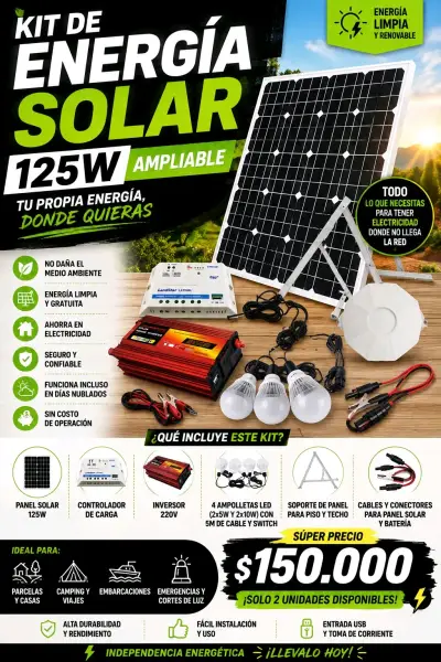 Kit de Energía Solar 125W con Accesorios - miniatura 2
