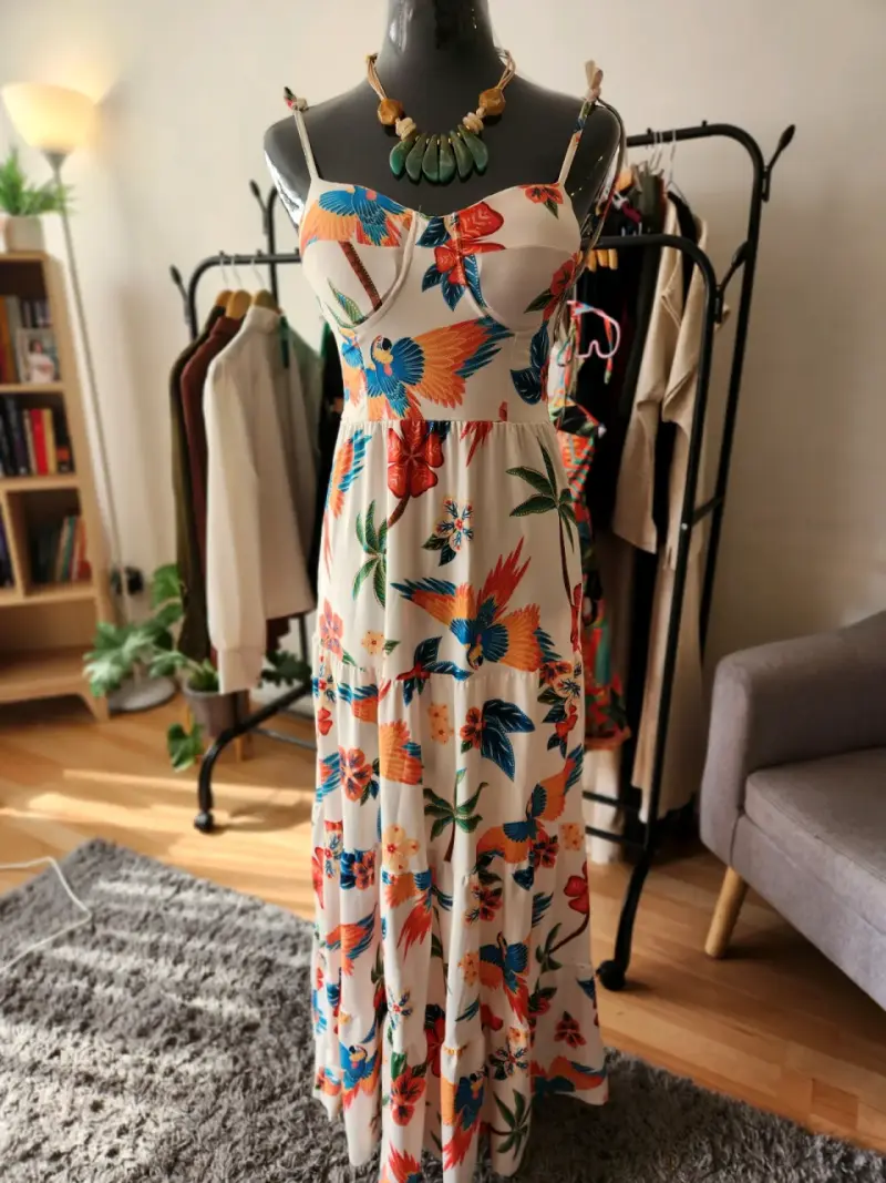 Vestido largo floral para mujer. Confección Brasil - 1