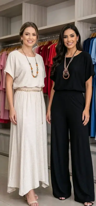Conjunto de ropa casual para mujer en negro y blanco - miniatura 1