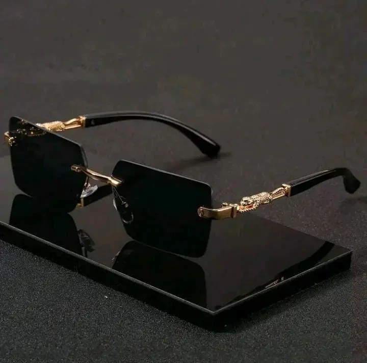 Gafas de Sol Rectangulares con Detalles Dorados - 1