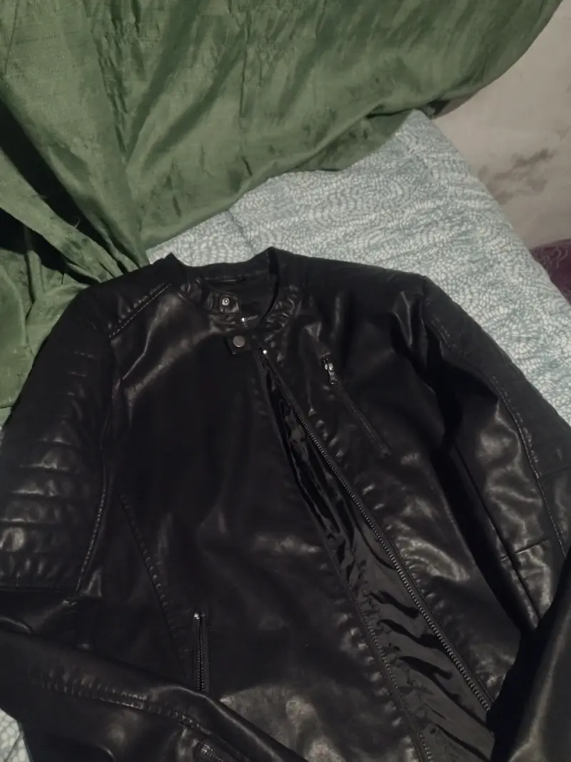Chaqueta de cuero negra para hombre - 1