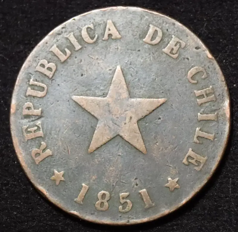 Moneda antigua de Chile 1851 un centavo - 1