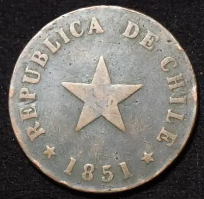 Moneda antigua de Chile 1851 un centavo - miniatura 1