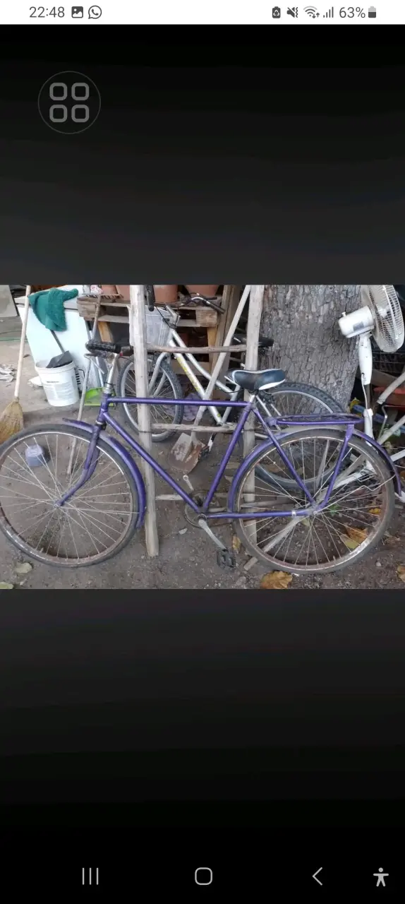 Bicicleta vintage morada con parrilla trasera - 3