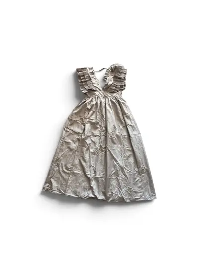 Vestido largo gris con volantes - miniatura 2