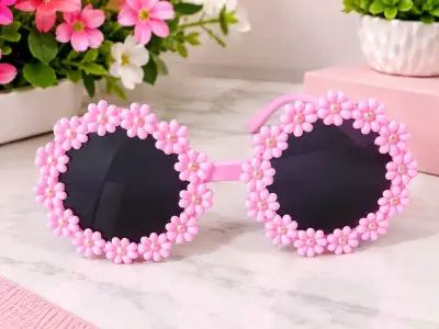 Lentes de sol decorados con flores para niñas - miniatura 1