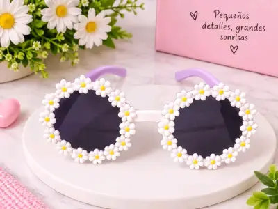 Lentes de sol decorados con flores para niñas - miniatura 3