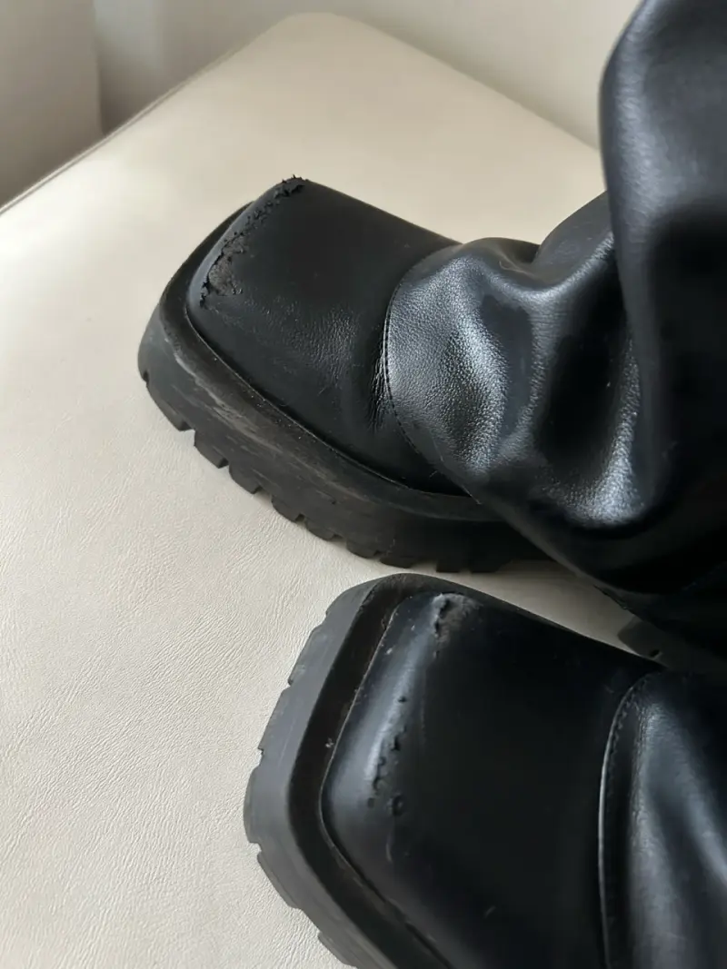 Botas negras de cuero con plataforma - 4