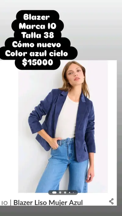 Blazer azul cielo marca IO talla 38 - miniatura 1