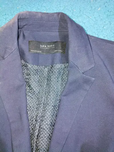 Blazer azul marino Zara Basic para mujer - miniatura 1