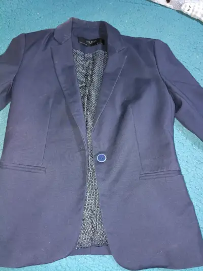 Blazer azul marino Zara Basic para mujer - miniatura 2