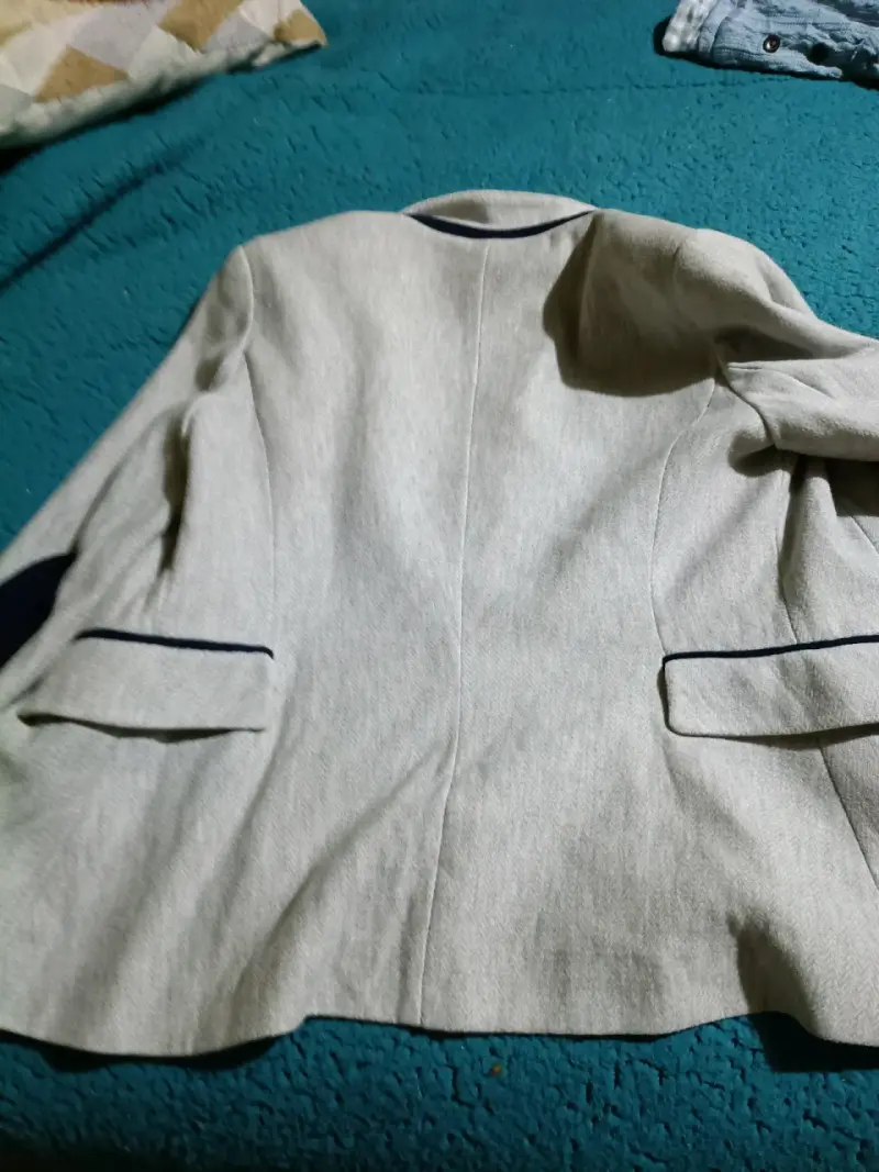 Blazer gris claro con forro estampado - 2