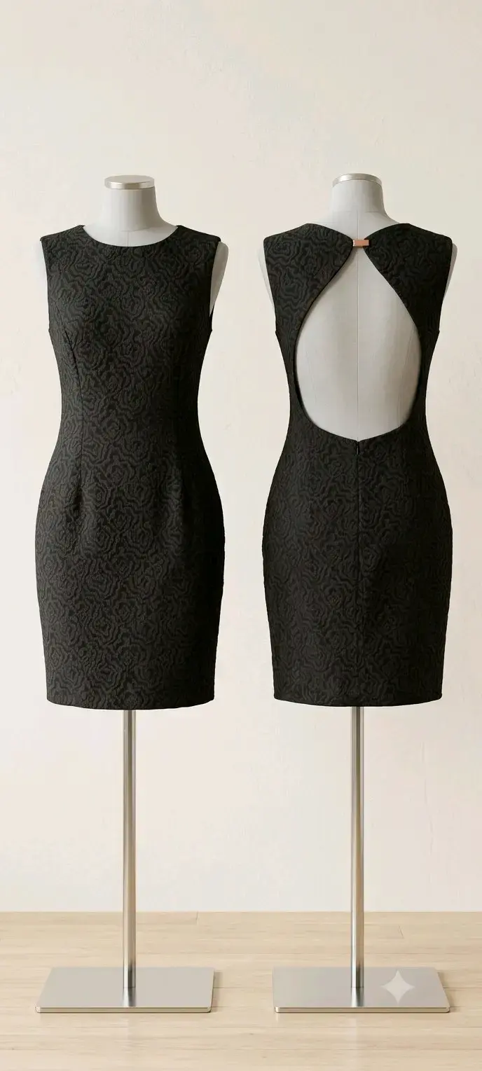 Vestido negro elegante con diseño calado