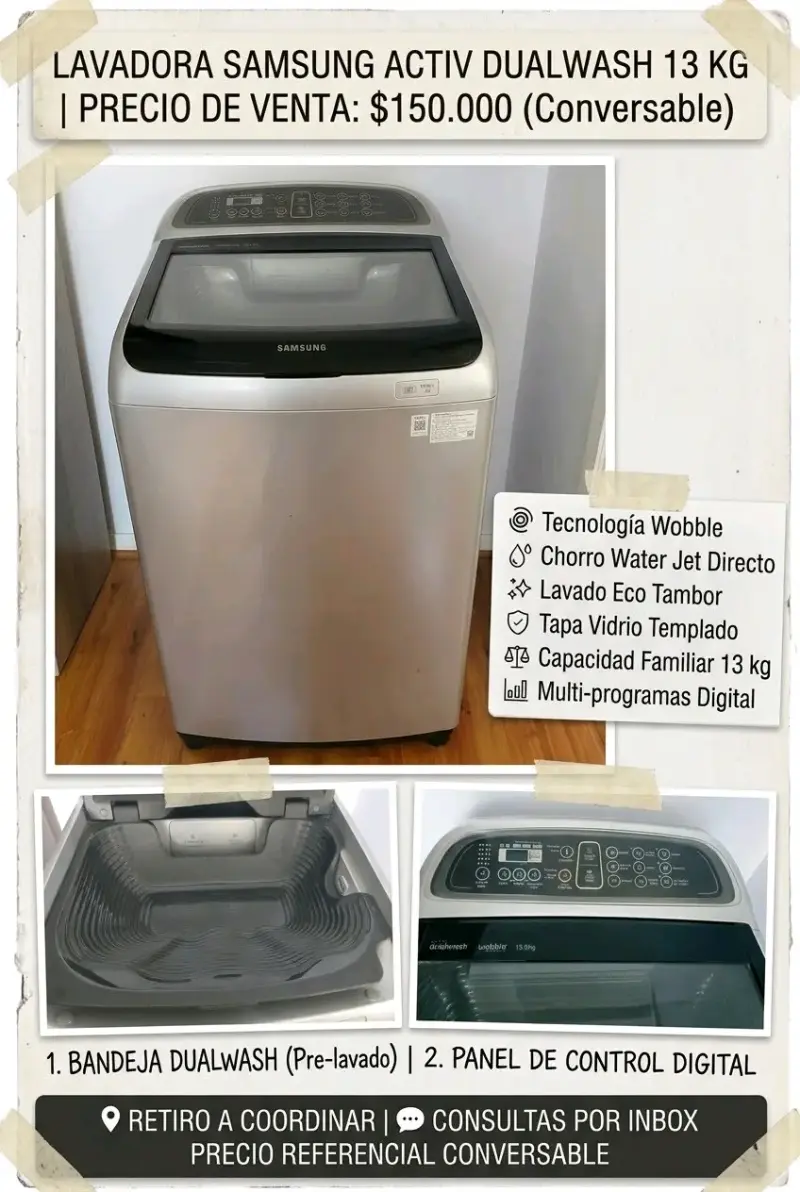 Lavadora Samsung Activ Dualwash 13 kg con tecnología Wobble - 1