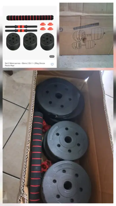 Set de Mancuernas Ajustables 20kg con Barra - miniatura 3