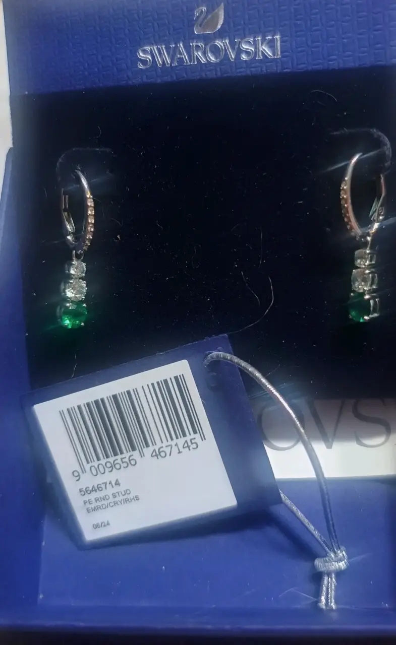 Aros Swarovski con cristales verdes - 3