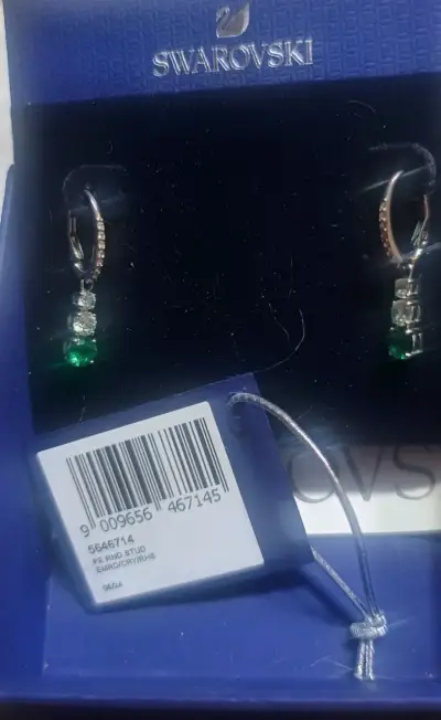 Aros Swarovski con cristales verdes - miniatura 3