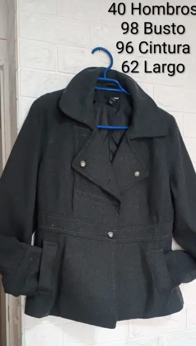 Abrigo negro de lana H&M para mujer - miniatura 2