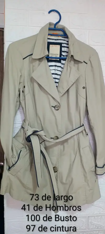Abrigo beige con cinturón Esprit para mujer - miniatura 4