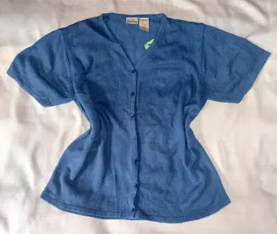 Cárdigan azul de mujer con botones - miniatura 1