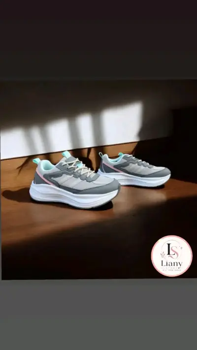 Zapatillas deportivas gris y beige para mujer - miniatura 2
